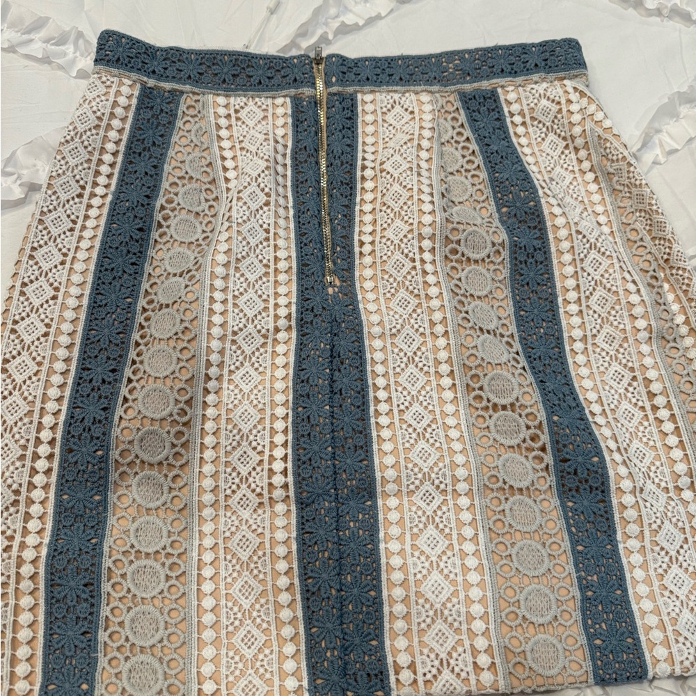 Endless Rose Blue and White Lace Pencil Skirt - Picture 7 of 8